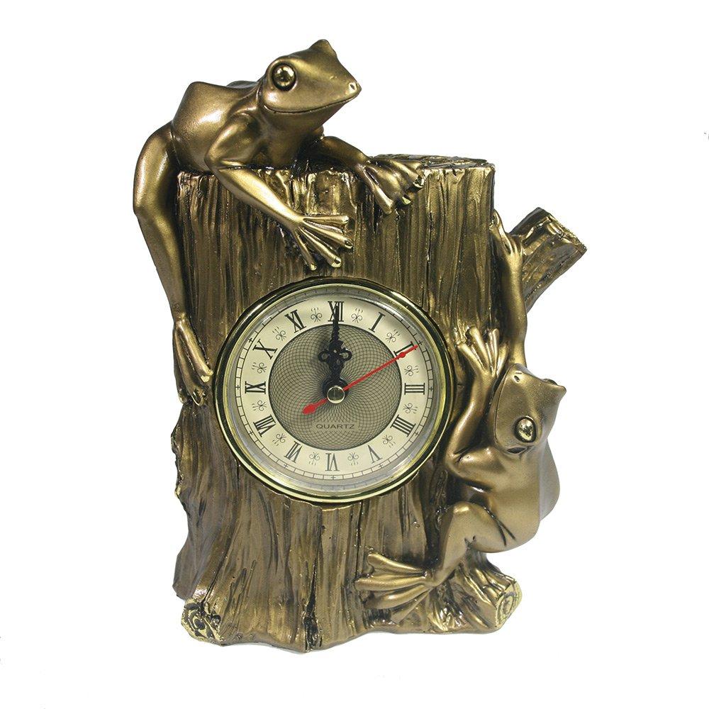 Часы-композиция время Две лягушки (золото), 9*15*21 см
