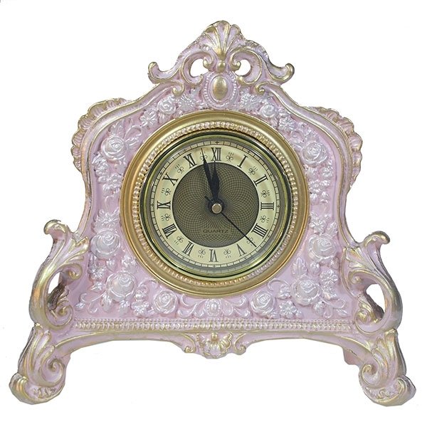 Часы-композиция время (цвет розовый с золотом), 21*6.5*19см