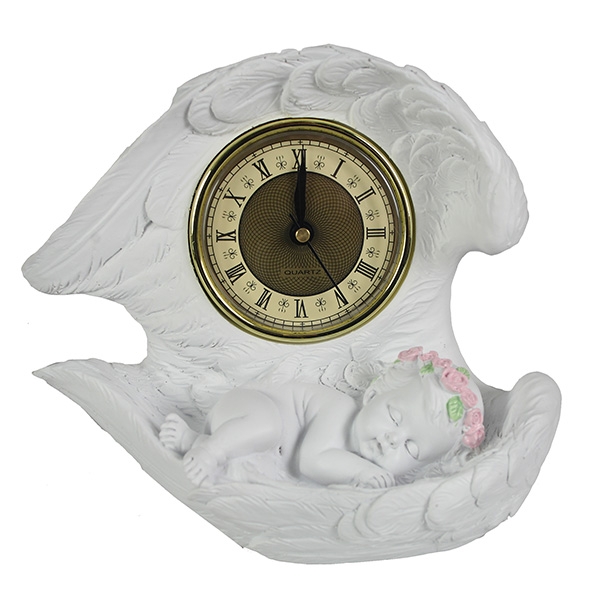 Часы-композиция время Ангел (цвет белый), размер 20*10*18см