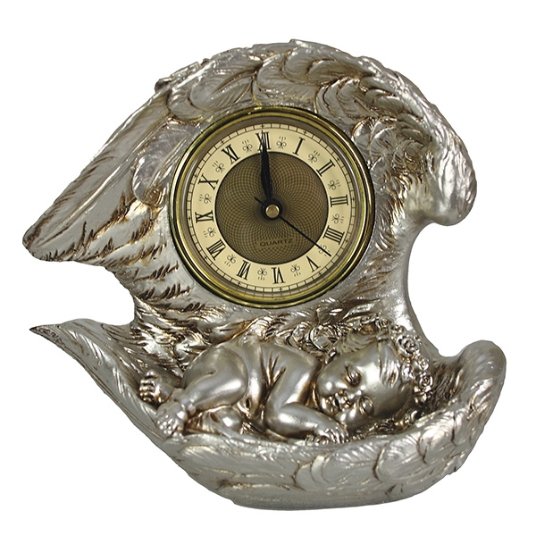 Часы-композиция время Ангел (цвет серебро), размер 20*10*18см