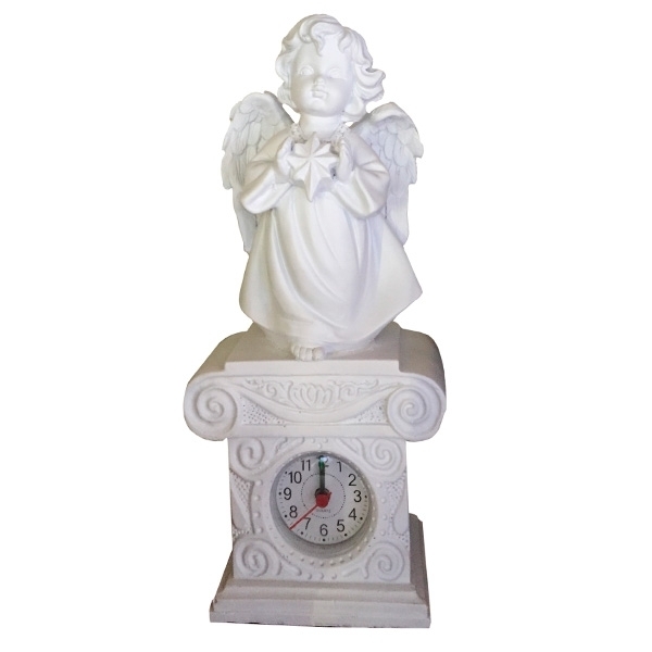 Часы Ангелочек со звездочкой Н25,5см. (цвет белый)