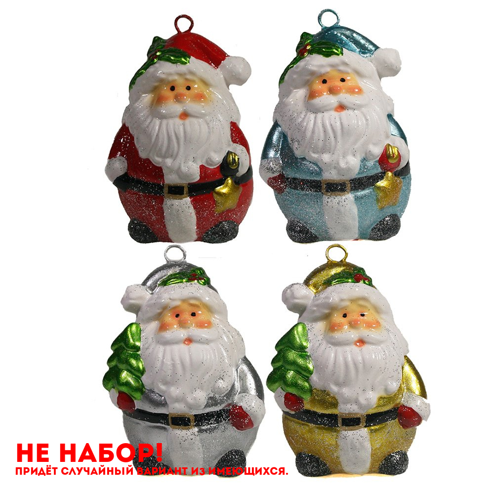 Декоративное изделие Подвеска Дед Мороз , 5.5*5.5*7см, 4 в.