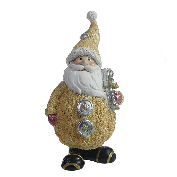 Фигура декоративная Дед Мороз с подарком (цвет бежевый), 7*6*16,5 см