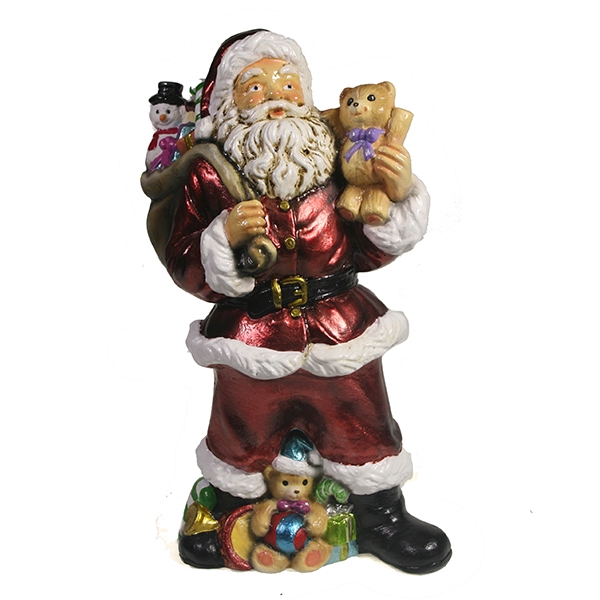 Фигура декоративная Санта с игрушечным мишкой в руке (цвет красный), 10*13*25см