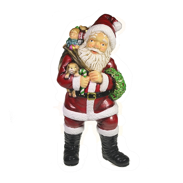 Фигура декоративная Санта держит щенка (цвет красный), 11*14*29см