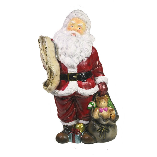 Фигура декоративная Санта со списком подарков (цвет красный), 11*13*26см